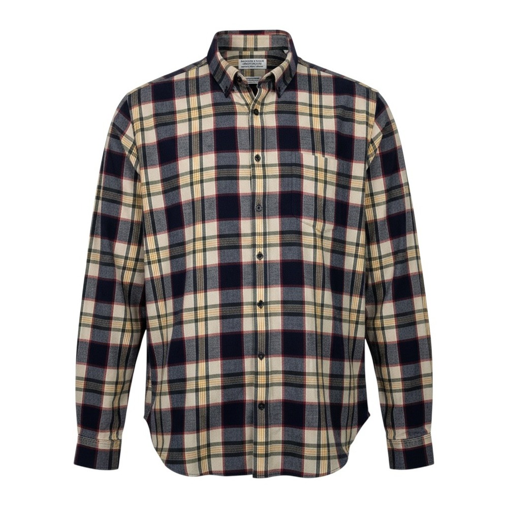 NWT Roundtree & Yorke Flannel Shirt 2XB Navy Plaid Mens Long Sleeve Cotton